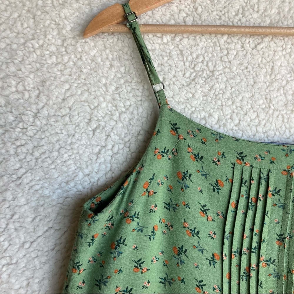 Sanctuary Women's Spring Ahead green floral spaghetti strap mini dress top, Sz M - Picture 16 of 17